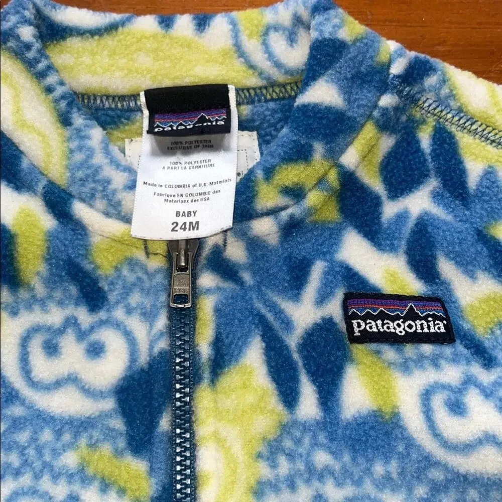 Patagonia Vibrant Blue and Yellow Owl Patterned Vest